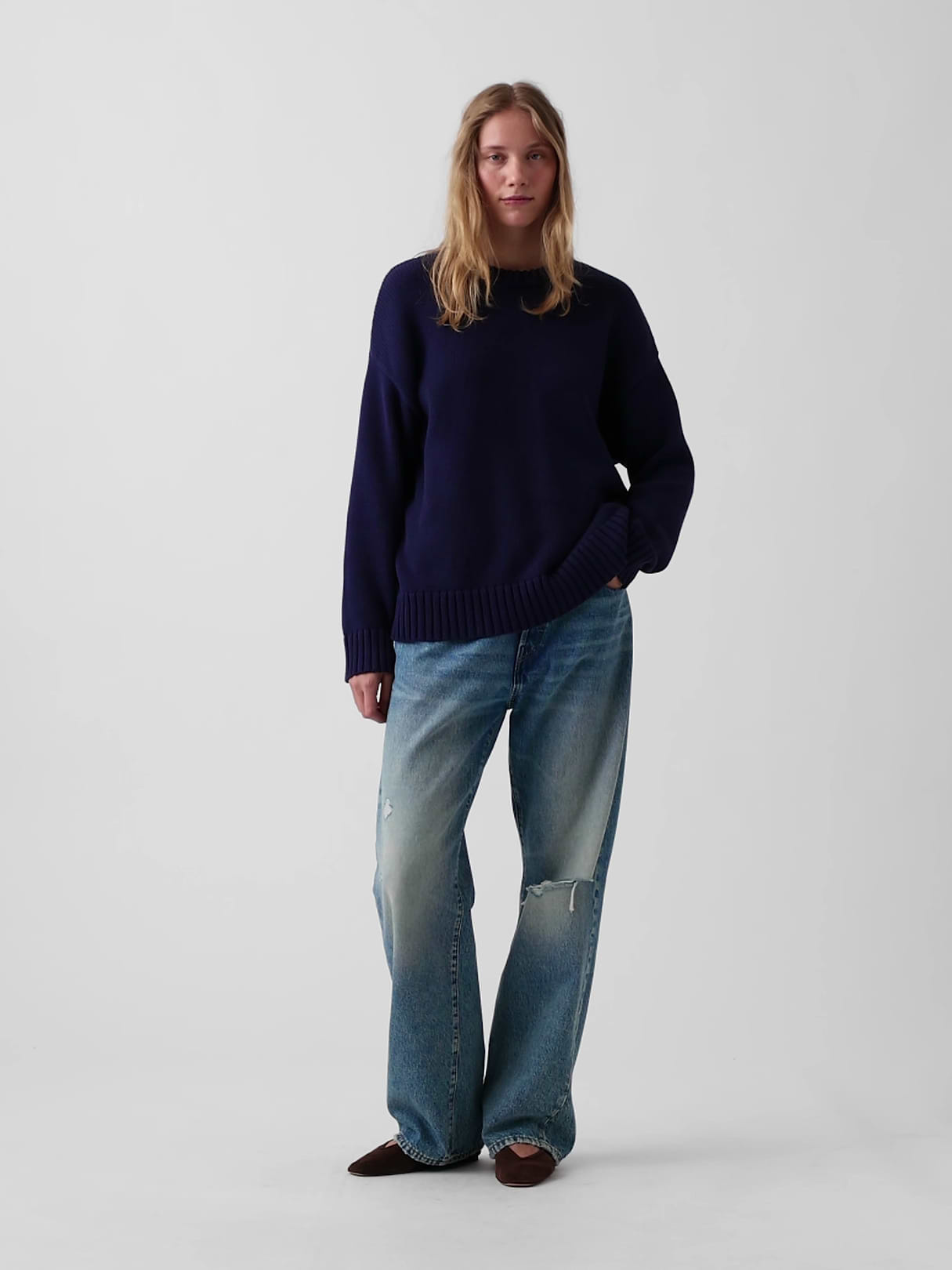 100% Cotton Oversized Sweater - Navy blue uniform