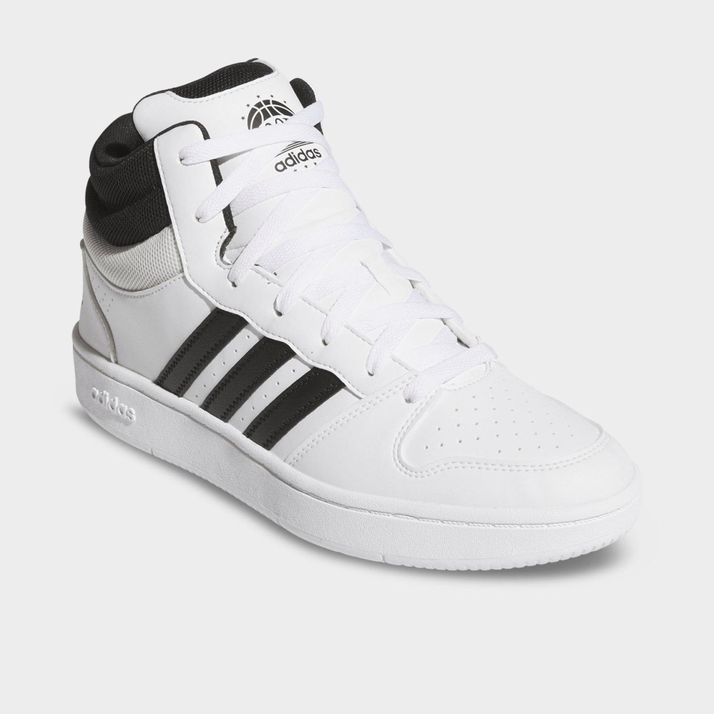 Men's adidas Hoops Classic Mid Casual Shoes - Cloud White/Core Black/Orbit Grey - Both shoes facing left