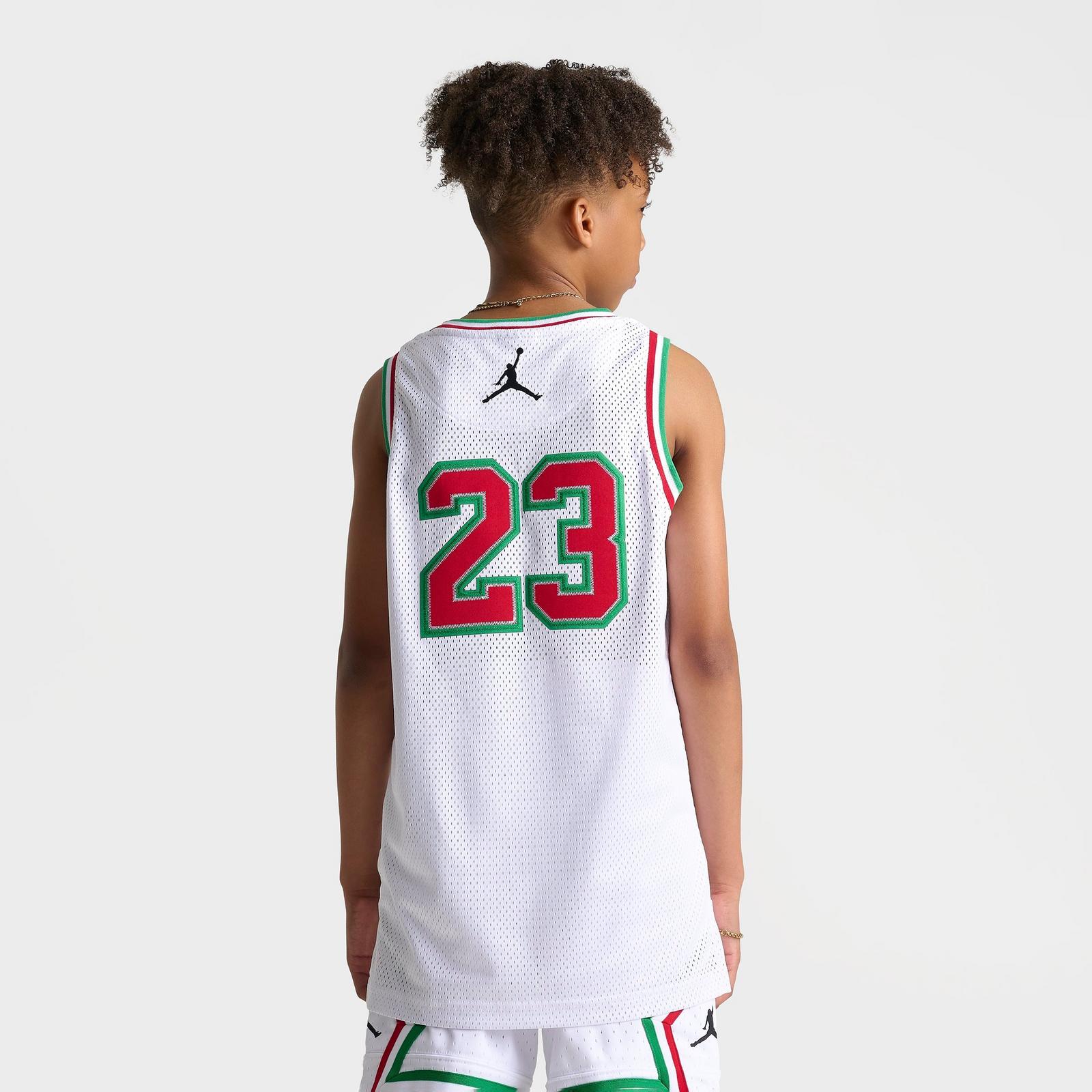 Big Kids' Jordan Basketball Jersey - White/Red/Green - view 4