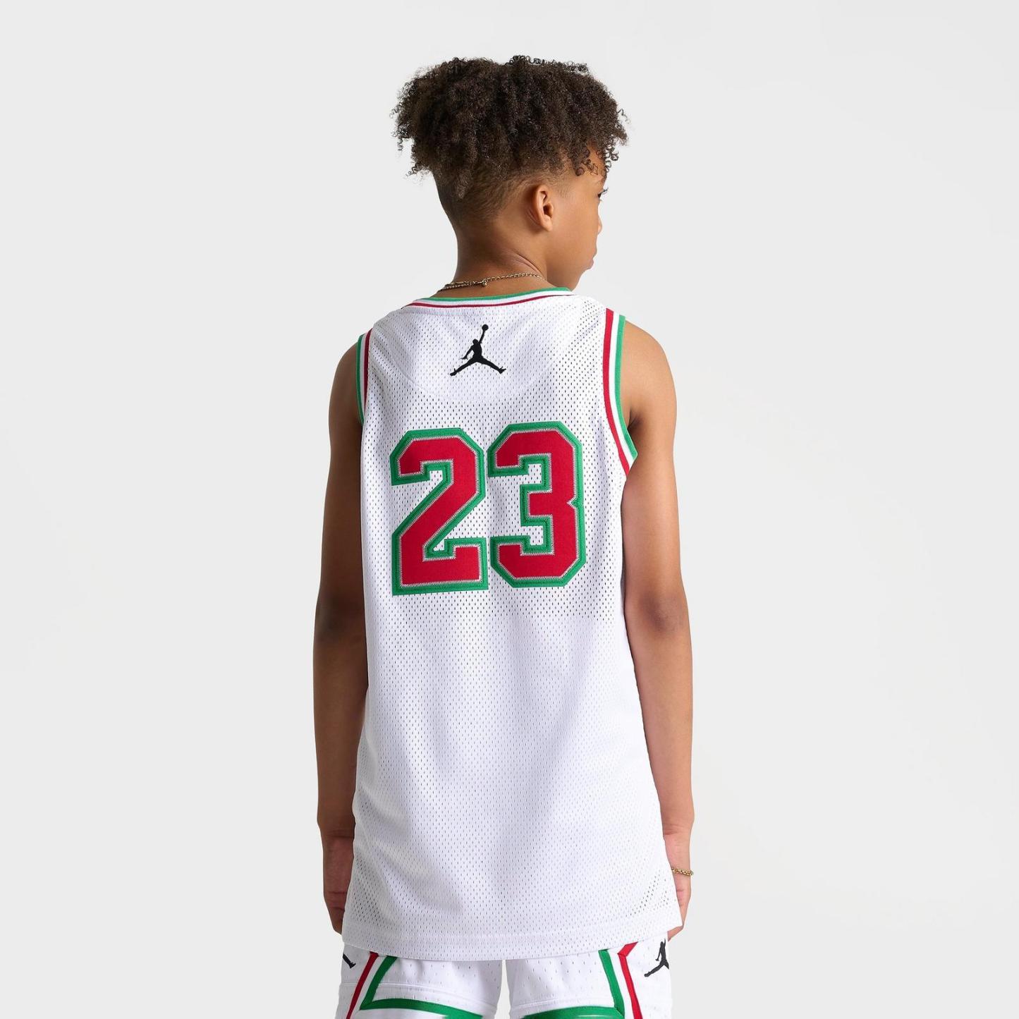 Big Kids' Jordan Basketball Jersey - White/Red/Green - view 4