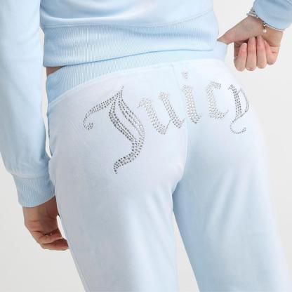 Women's Juicy Couture OG Big Bling Velour Track Pants - Ice Water