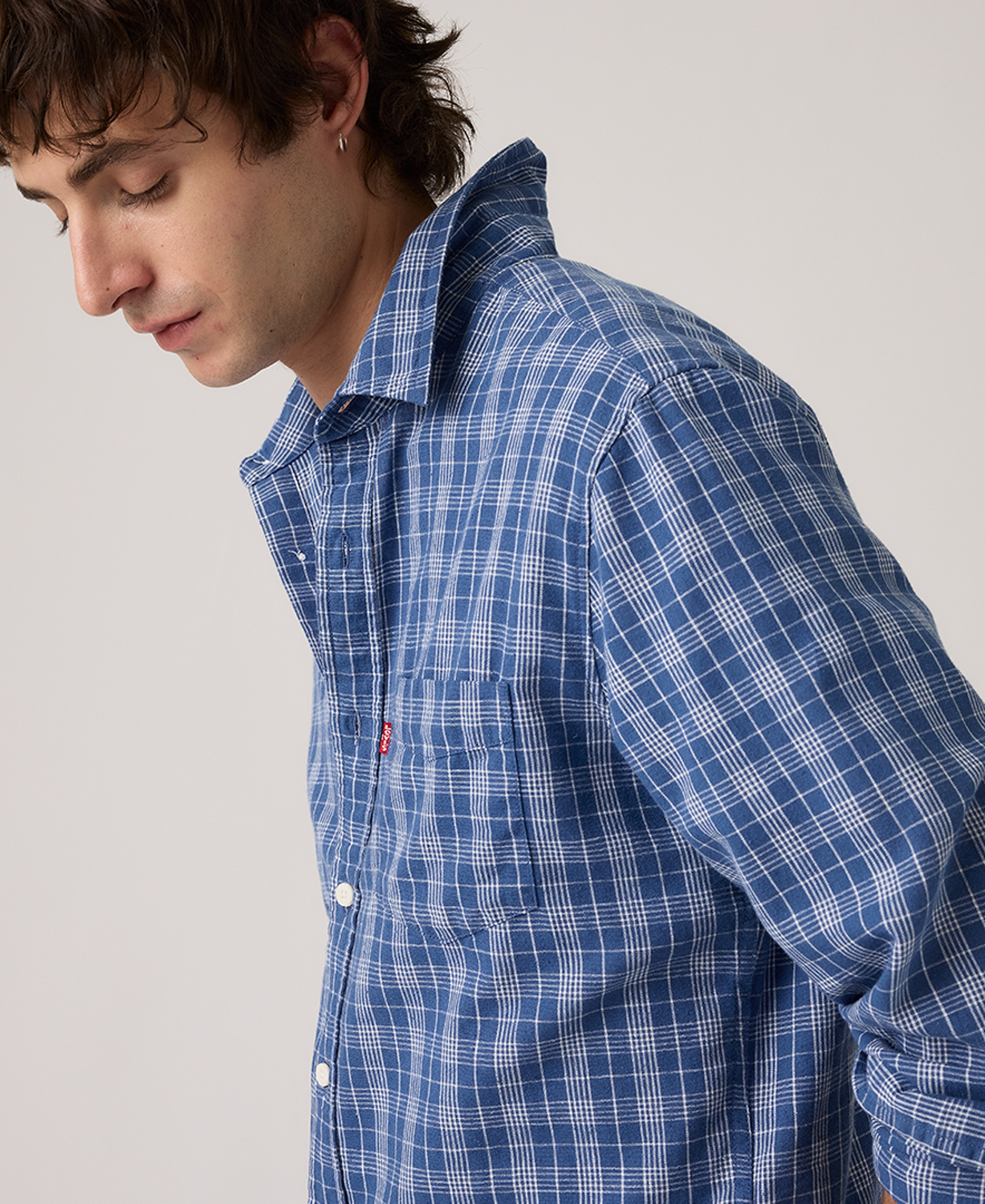 Levi's Men's Classic Pocket Regular-Fit Long-Sleeve Shirt - Hakan Plaid Sunshine Blue