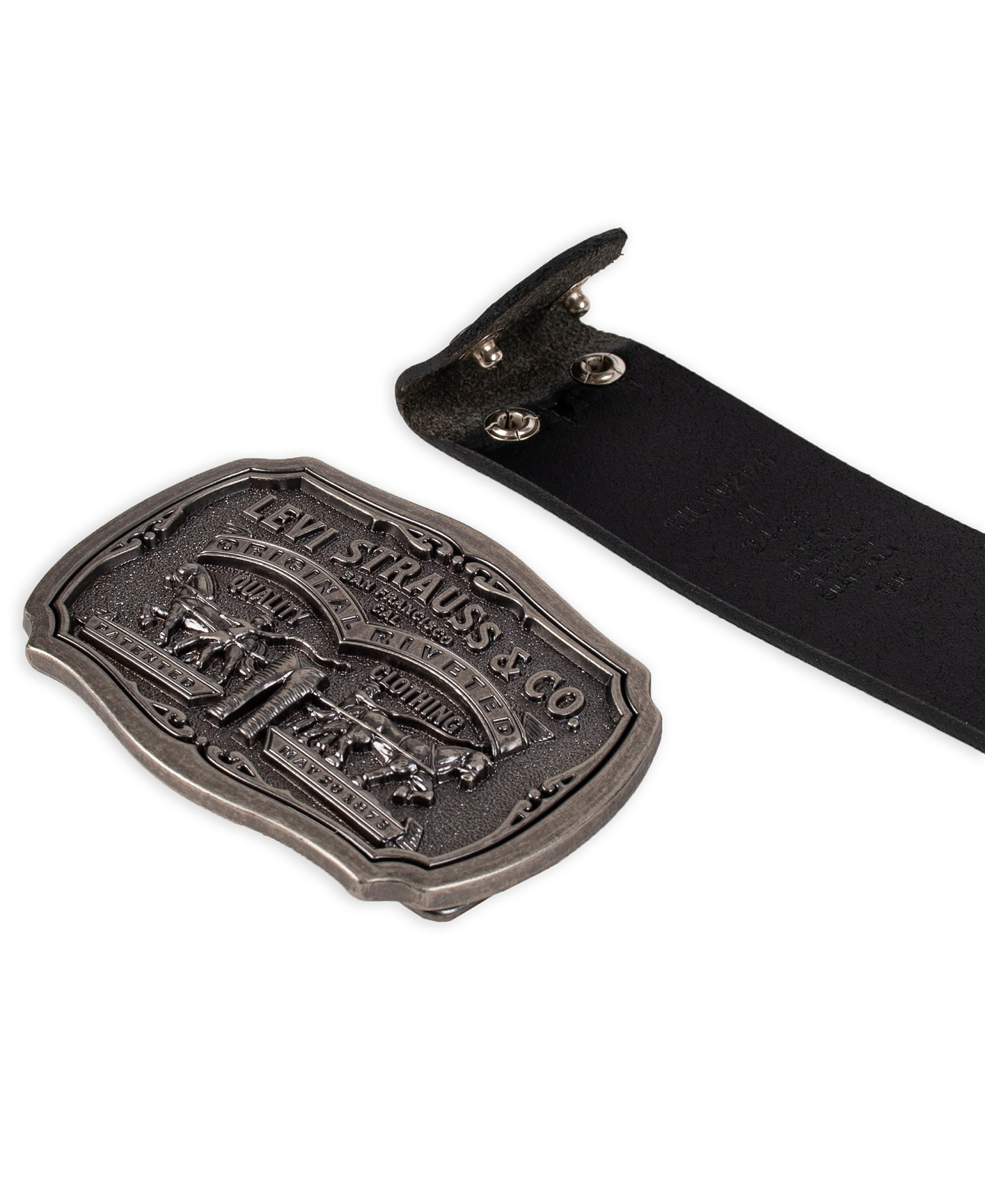 Levi's Men's Leather Belt with Plaque Buckle - Black