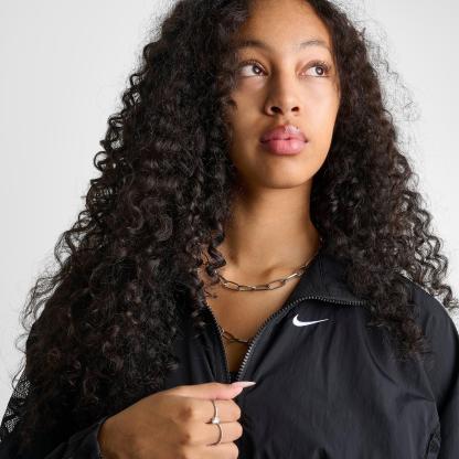 Women's Nithtke Sportswear Lace Cropped Full-Zip Track Jacket - Black/Black/White