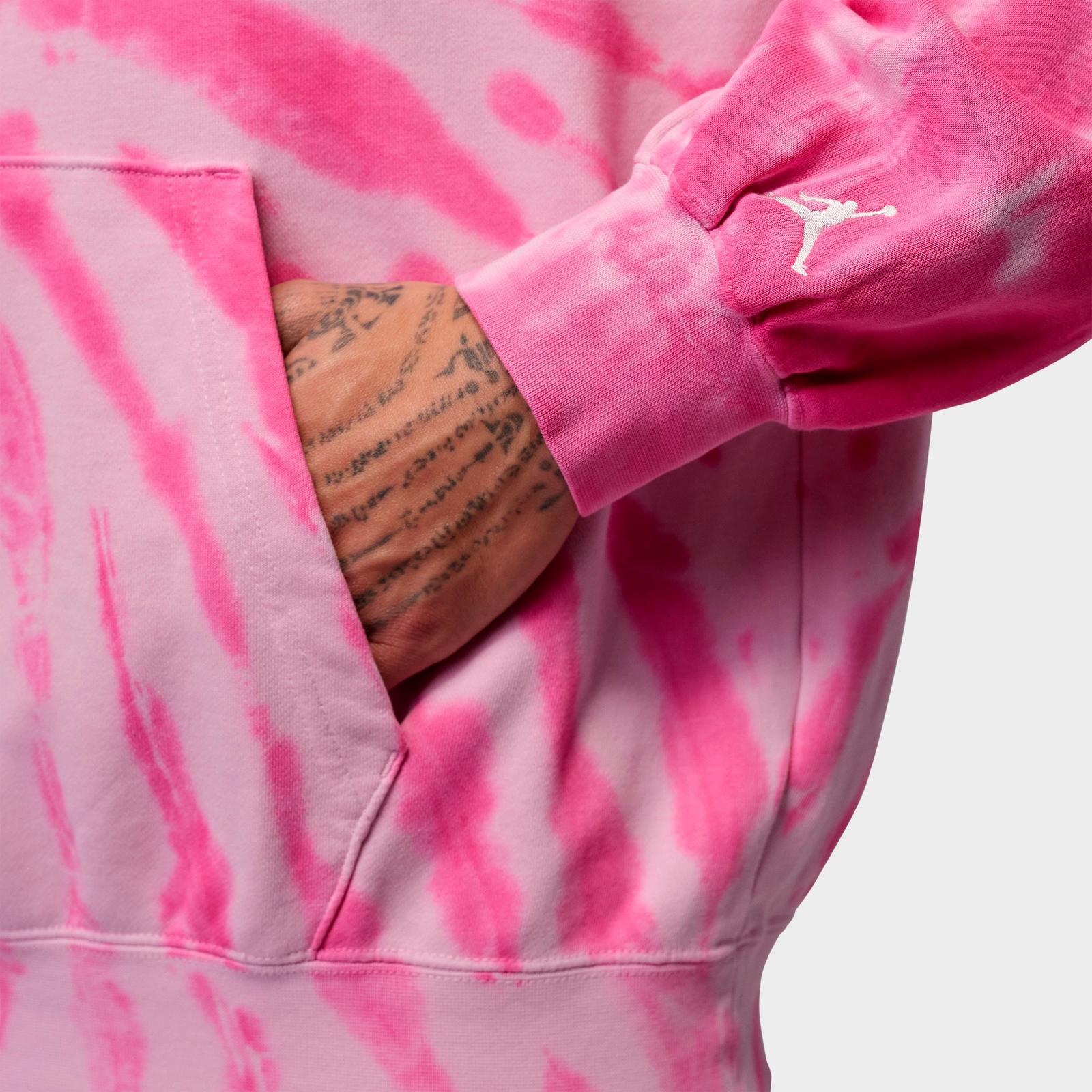 Men's Jordan Brooklyn Fleece Tie-Dye Festival Pullover Hoodie - Iced Carmine/Pinksicle/Pale Ivory - view 6