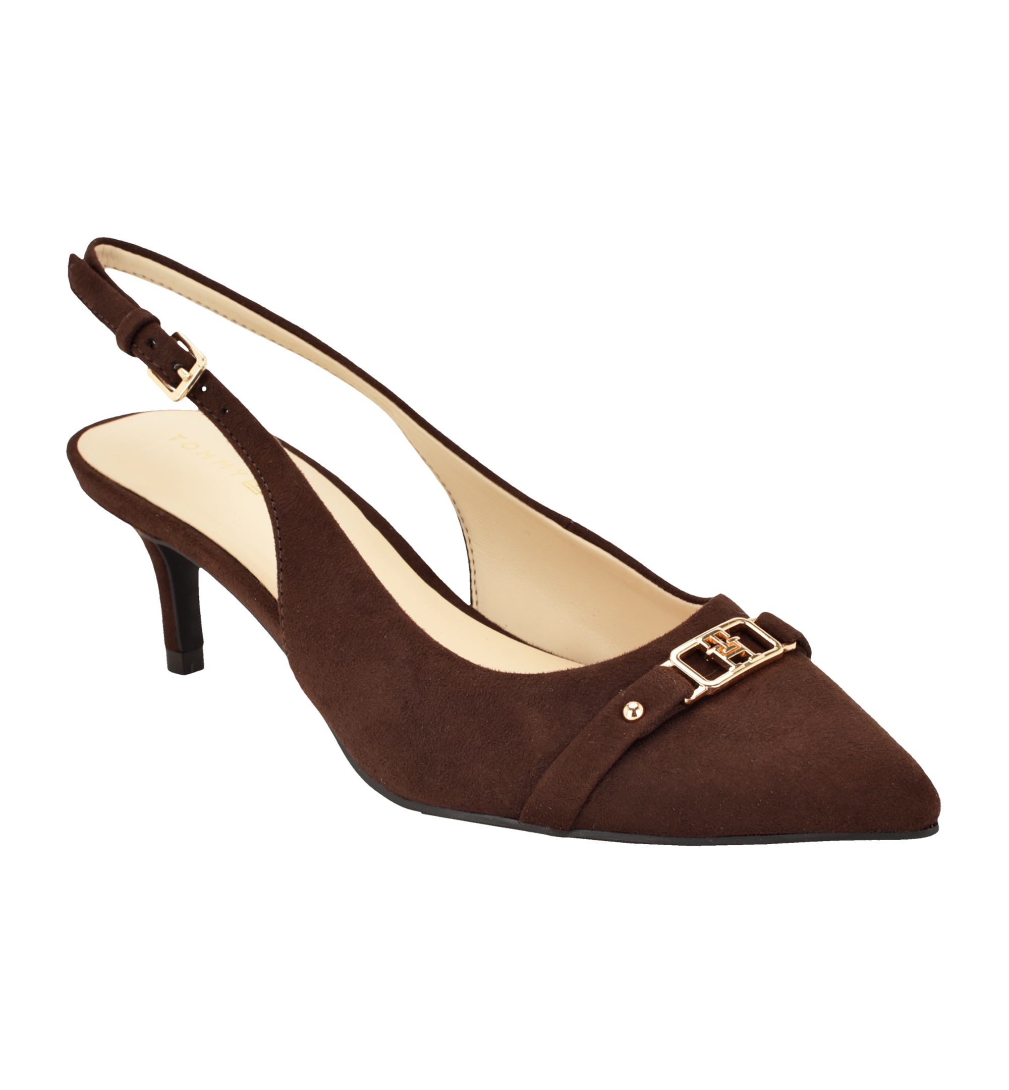 Tommy Hilfiger Women's Totale Kitten Heel Slingback Dress Pumps - Dark Brown