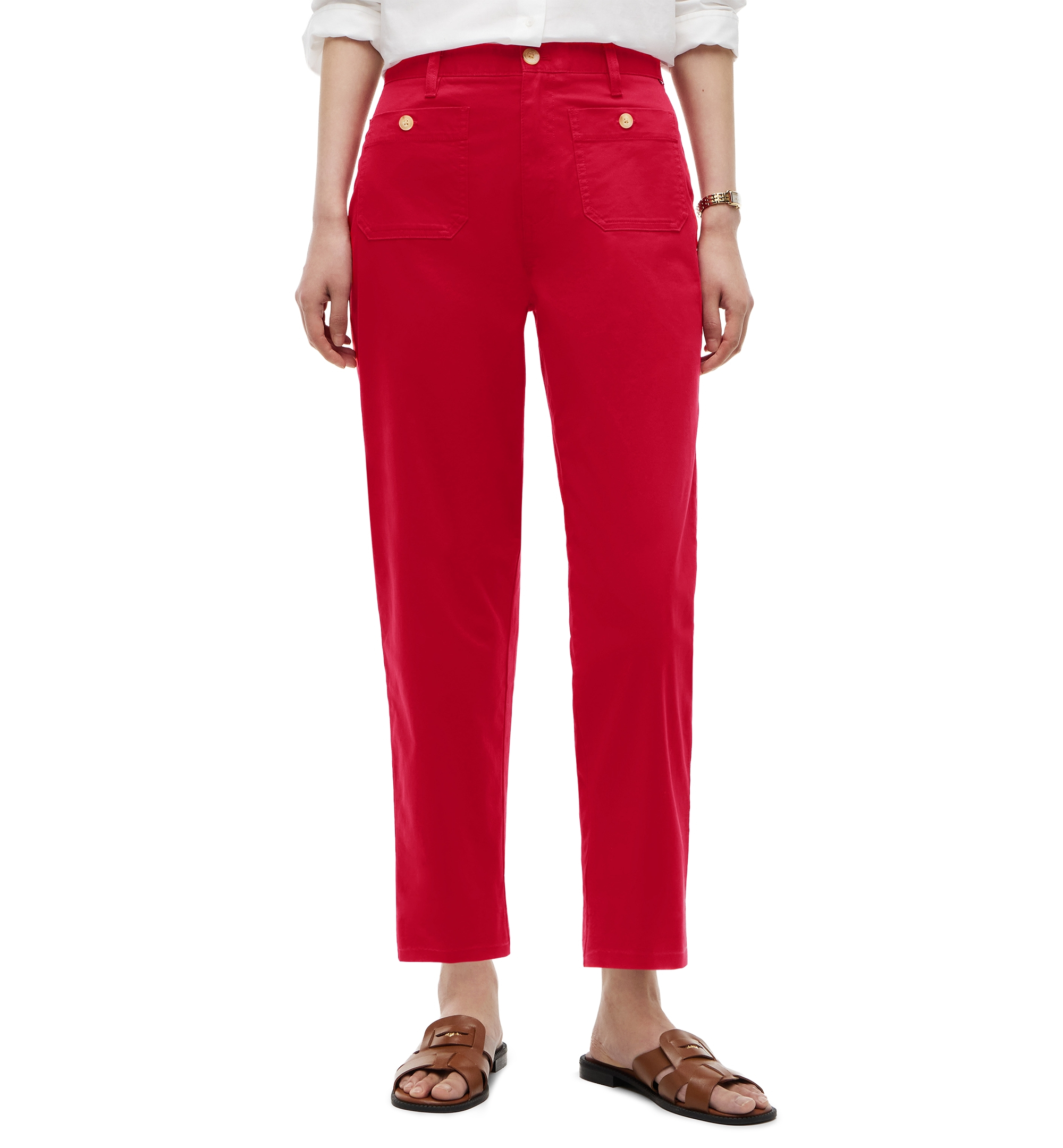 Tommy Hilfiger Women's Twill Patch Pocket Chinos Pants - Primary Red