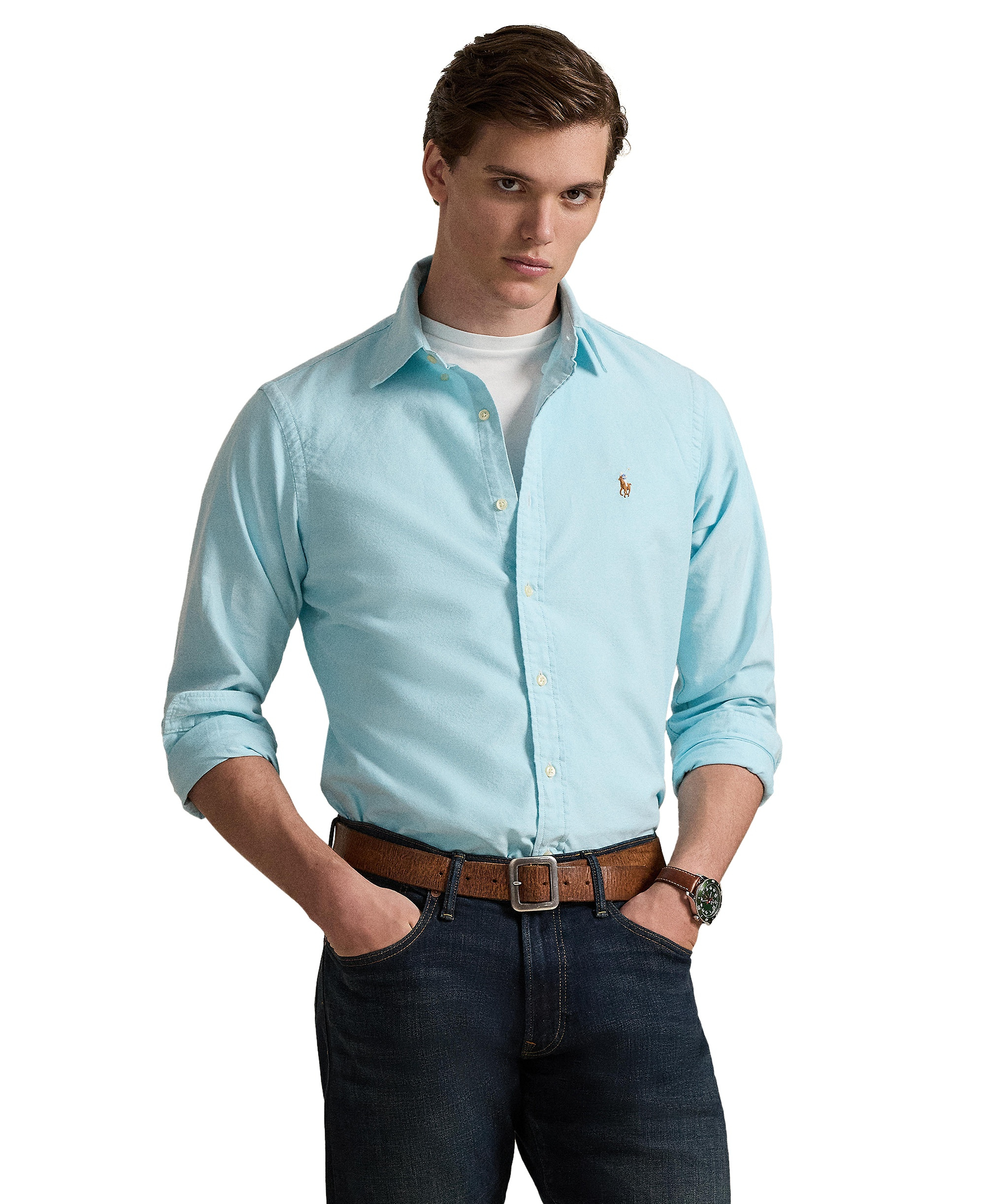 Polo Ralph Lauren Men's Classic-Fit Plaid Brushed Oxford Shirt - Aegean Blue