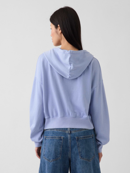 VintageSoft Terry Oversized Wedge Zip Hoodie - Light blue