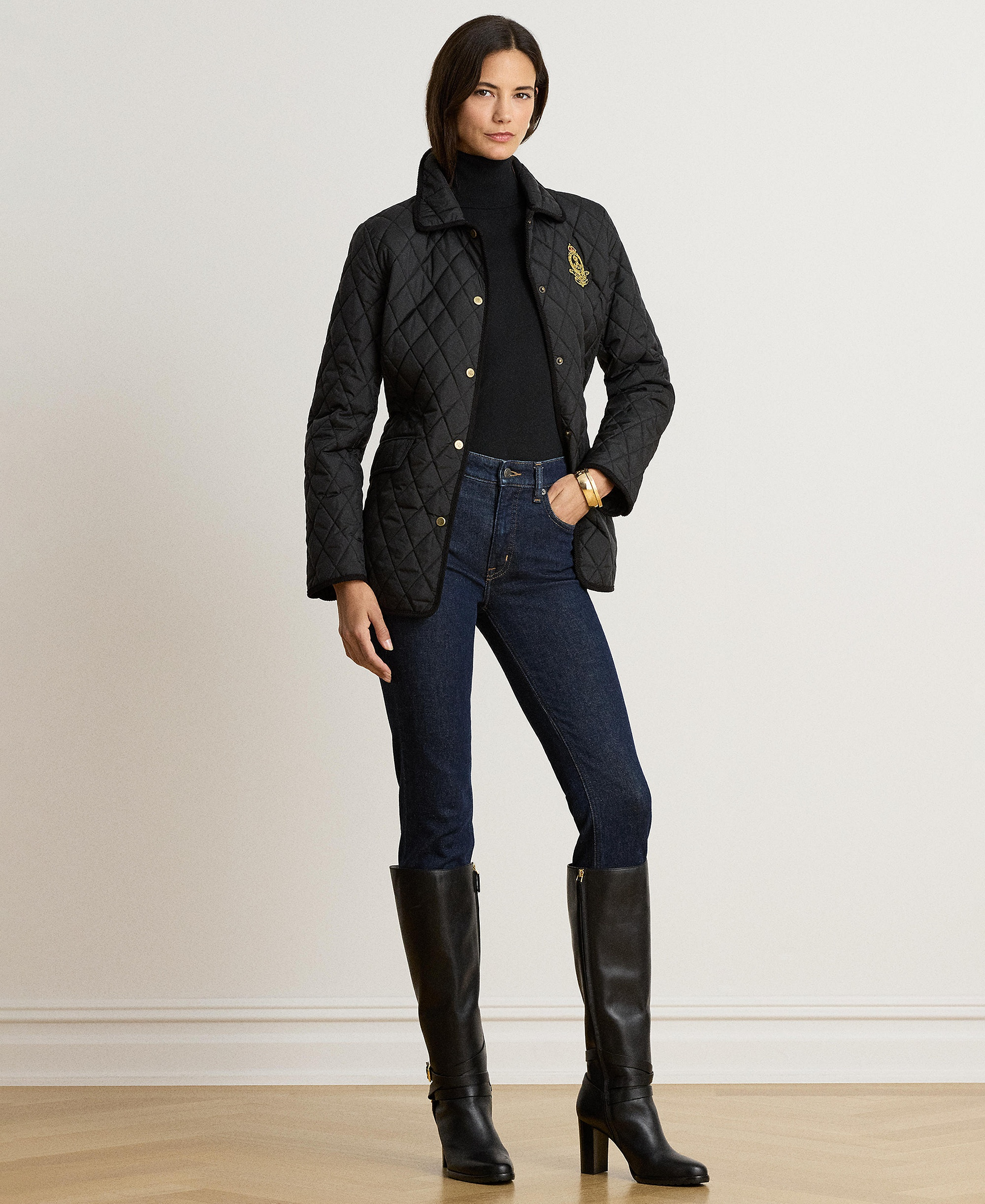 Lauren Ralph Lauren Women's Crested Quilted Jacket - Black
