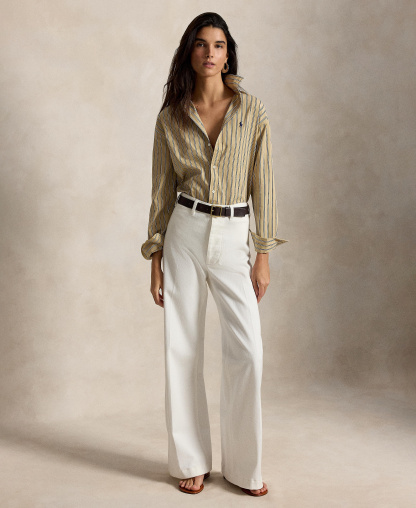 Polo Ralph Lauren Women's Relaxed-Fit Striped Cotton Shirt - Tan Royal Multi