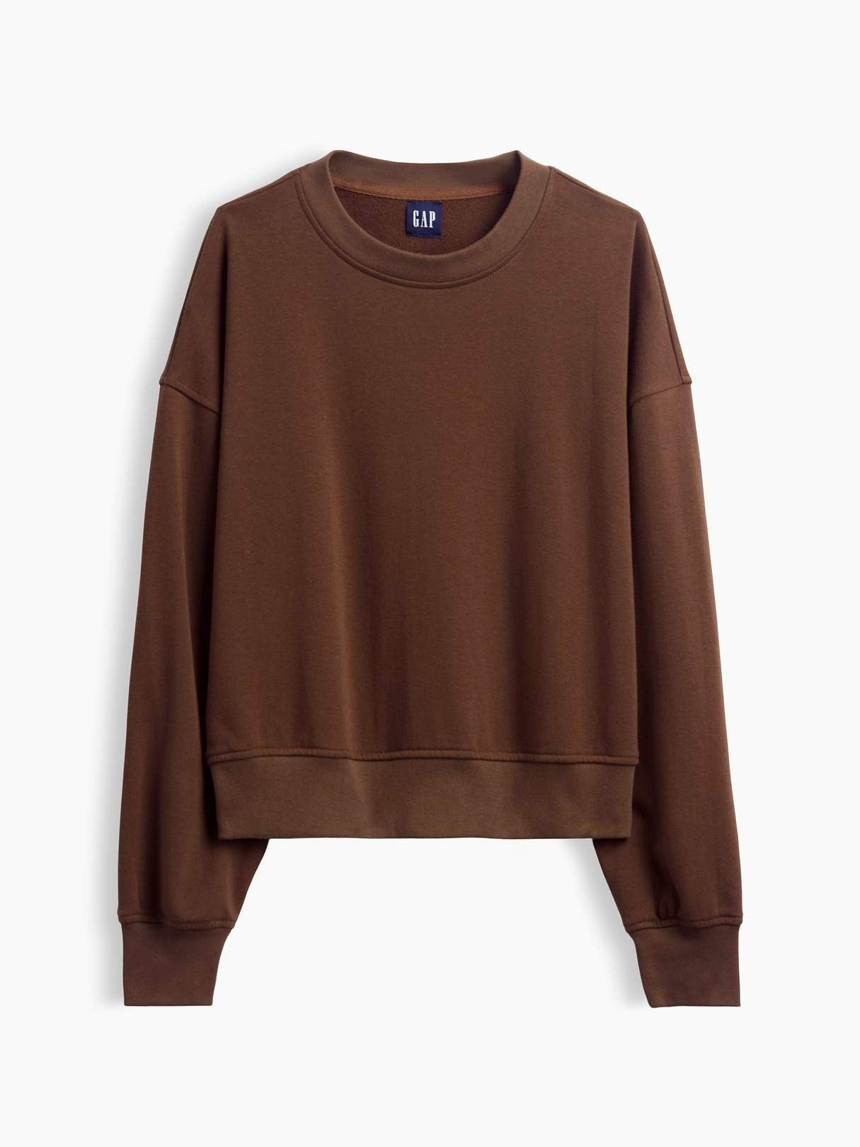 VintageSoft Terry Oversized Wedge Side-Slit Sweatshirt - Brown