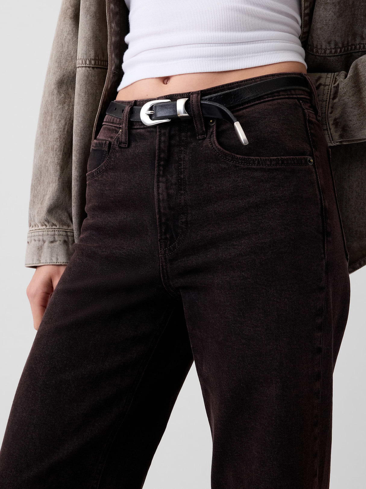 High Rise Stride Wide-Leg Jeans - Terra brown