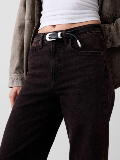 High Rise Stride Wide-Leg Jeans - Terra brown