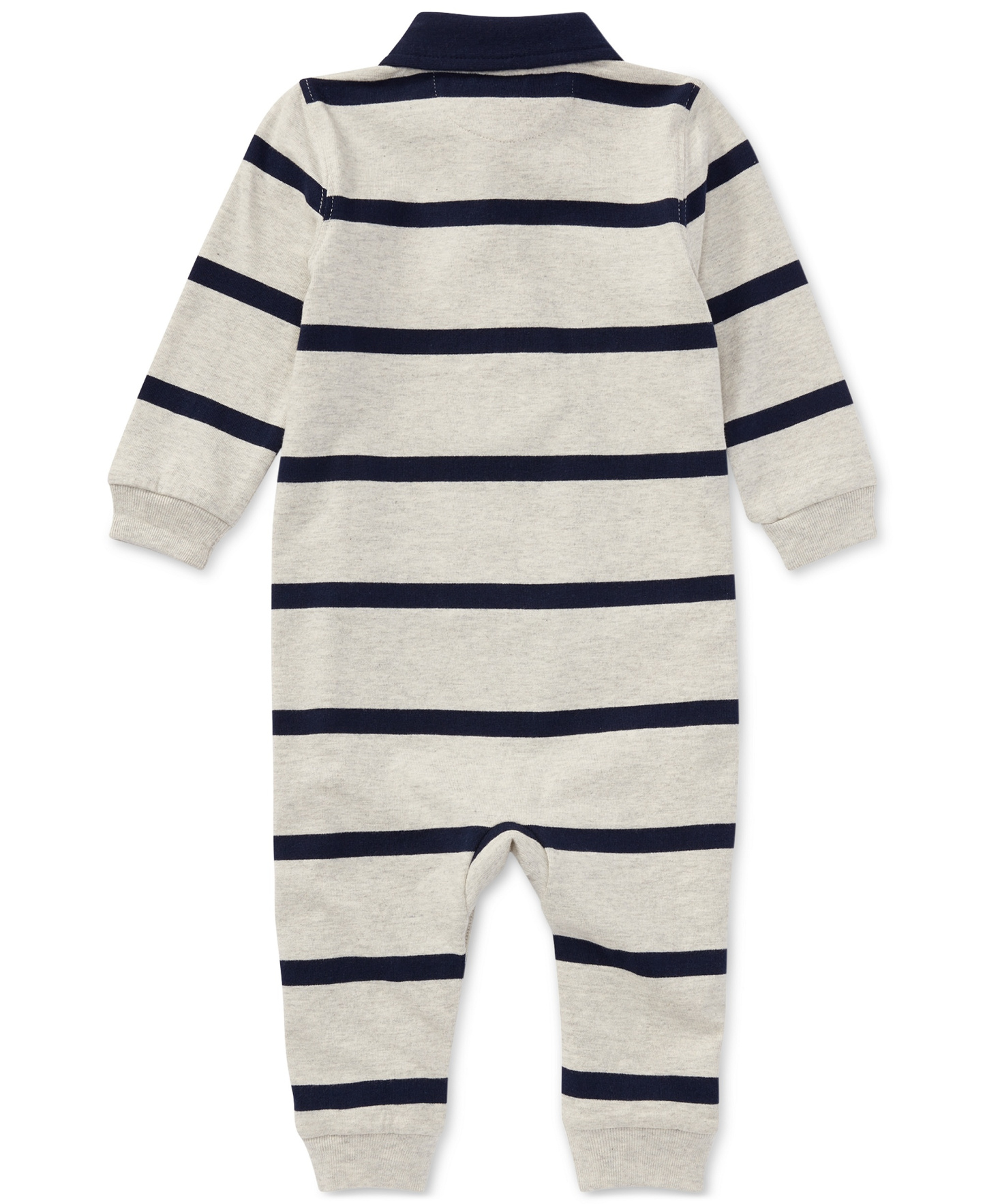 Polo Ralph Lauren Baby Boys Striped Rugby Cotton Coverall - Light Heather Multi
