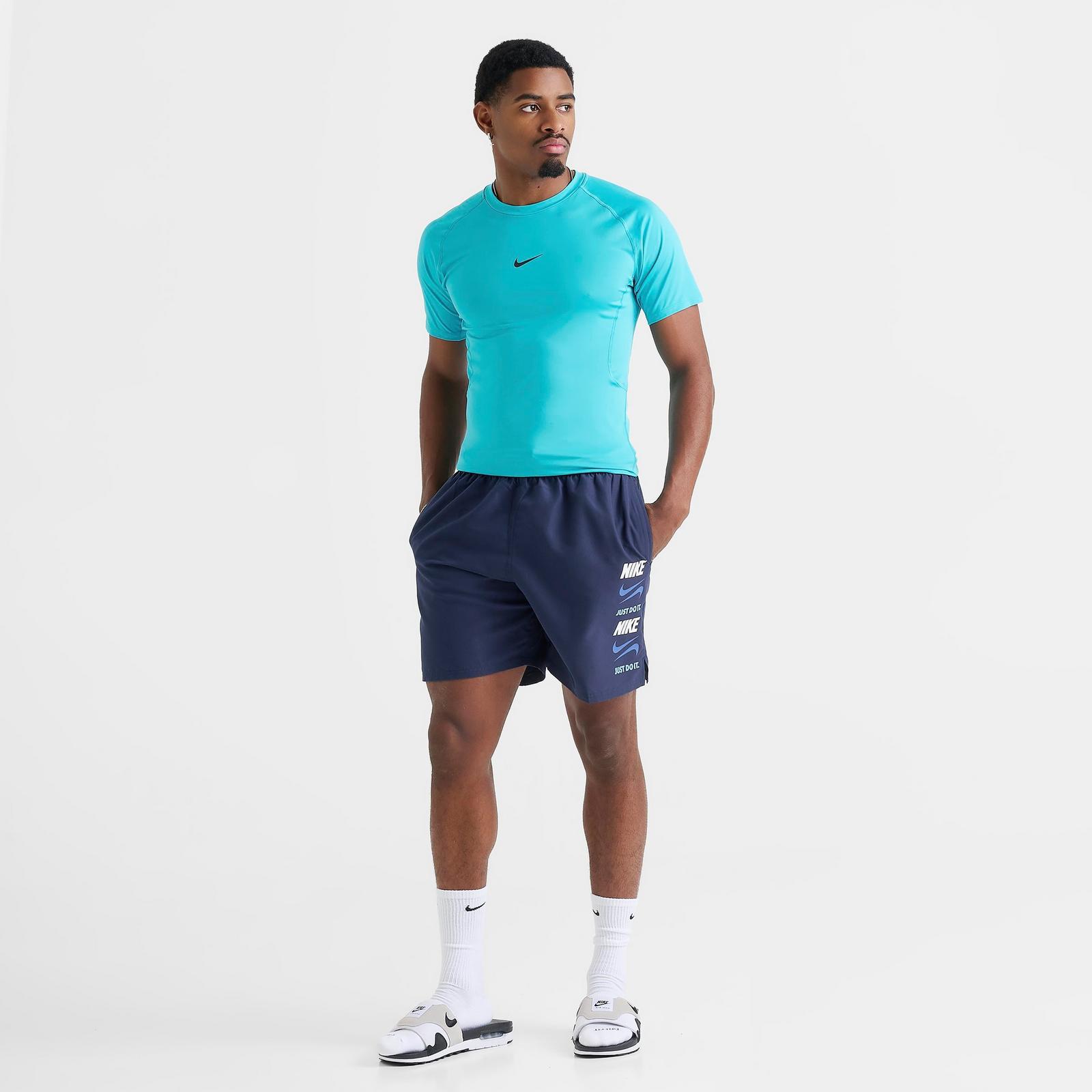 Men's Nike Swim Stack Logo Volley Shorts - Midnight Navy
