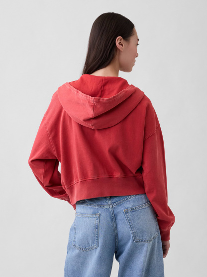 VintageSoft Terry Oversized Wedge Zip Hoodie - Chakra red