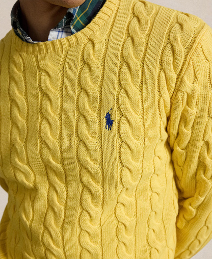 Polo Ralph Lauren Men's Cable-Knit Cotton Sweater - Collegiate Yellow