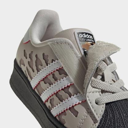 Kids' Toddler adidas Originals Superstar LED Lights Comfort Closure Stretch Lace Casual Shoes - Wonder Alumina/White/Black - Detail shot