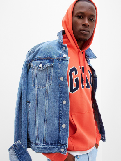 Adult VintageSoft Arch Logo Hoodie - fire ball