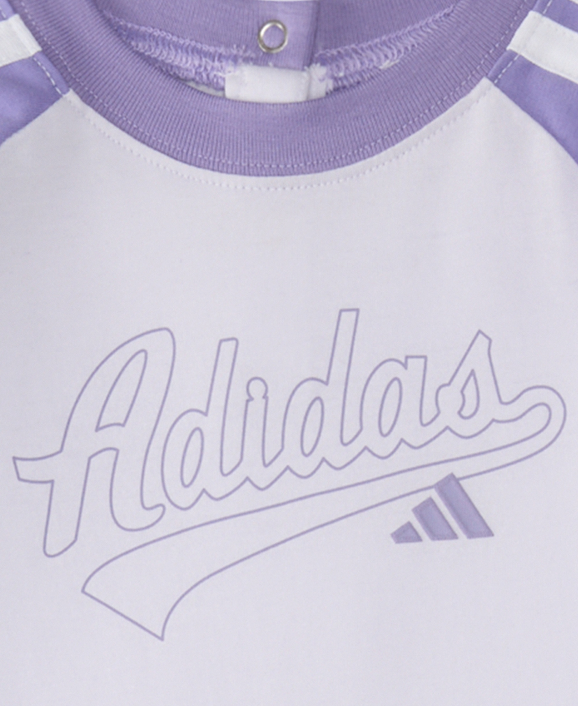 adidas Baby Girls' Striped Raglan-Sleeve Coverall - Pastel Purple