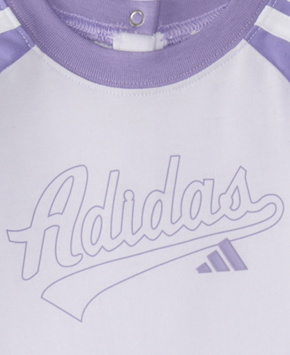 adidas Baby Girls' Striped Raglan-Sleeve Coverall - Pastel Purple