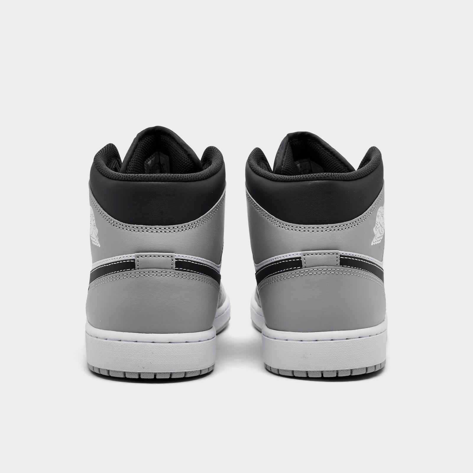 Men's Air Jordan Retro 1 Mid Casual Shoes - Light Smoke Grey/White/Anthracite - Left shoe facing left. Outside of the shoe. - view 4