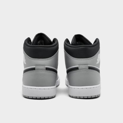 Men's Air Jordan Retro 1 Mid Casual Shoes - Light Smoke Grey/White/Anthracite - Left shoe facing left. Outside of the shoe. - view 4