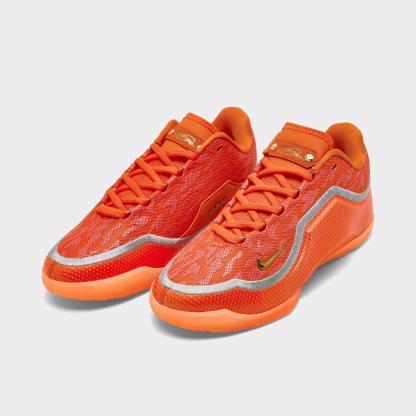 Big Kids' Nithtke LeBron 23 Basketball Shoes - Safety Orange/Wolf Grey/Metallic Gold - Both shoes facing left