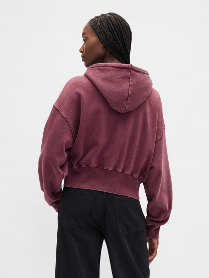 VintageSoft Wedge Zip Hoodie - Tuscan red wash