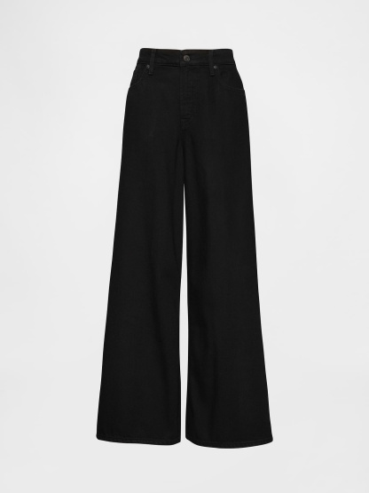Curvy Mid Rise UltraSoft Baggy Jeans - Black wash
