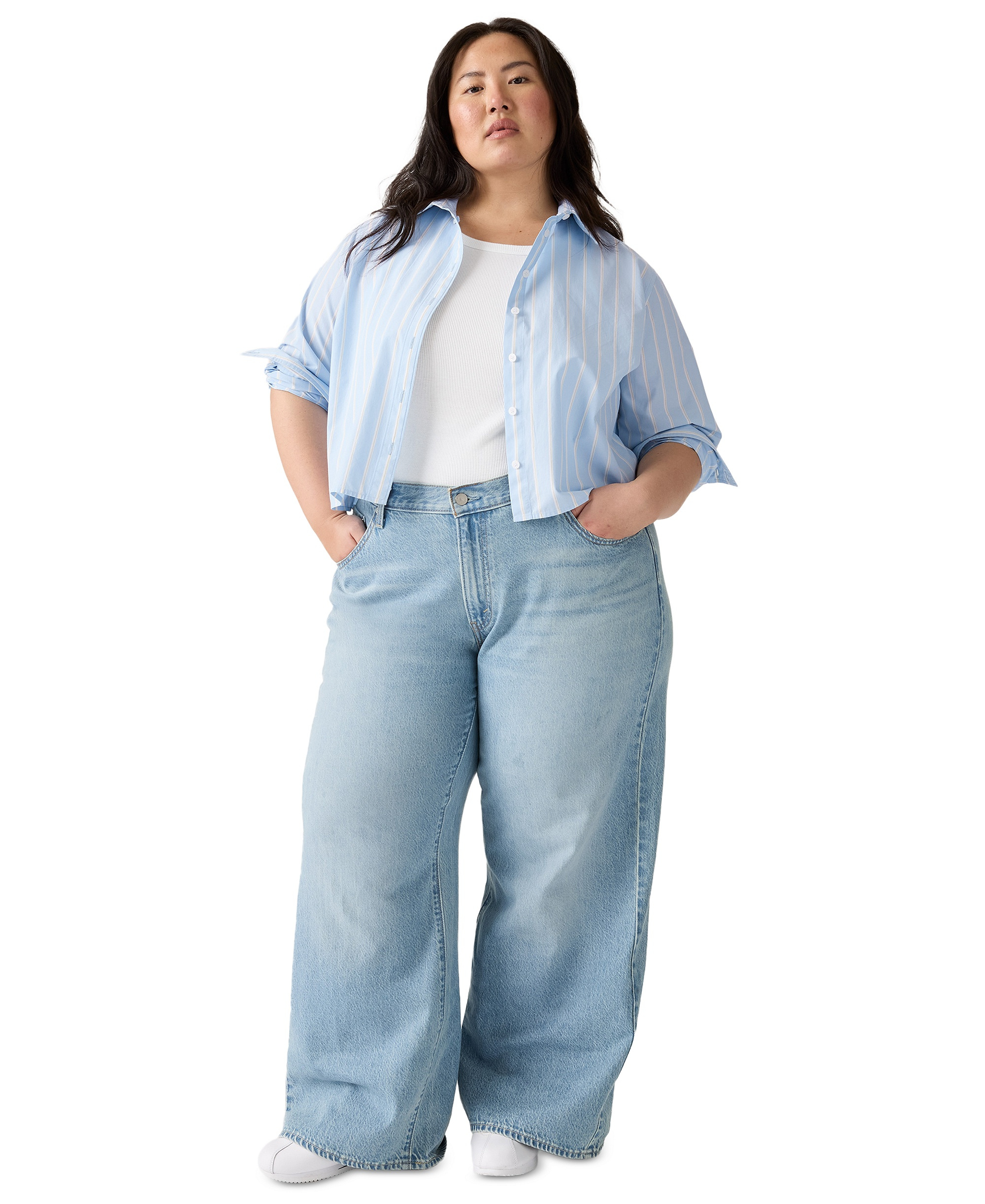 Levi's Women's Cinch-Waist Lightweight Baggy Jeans - Invested Indigo