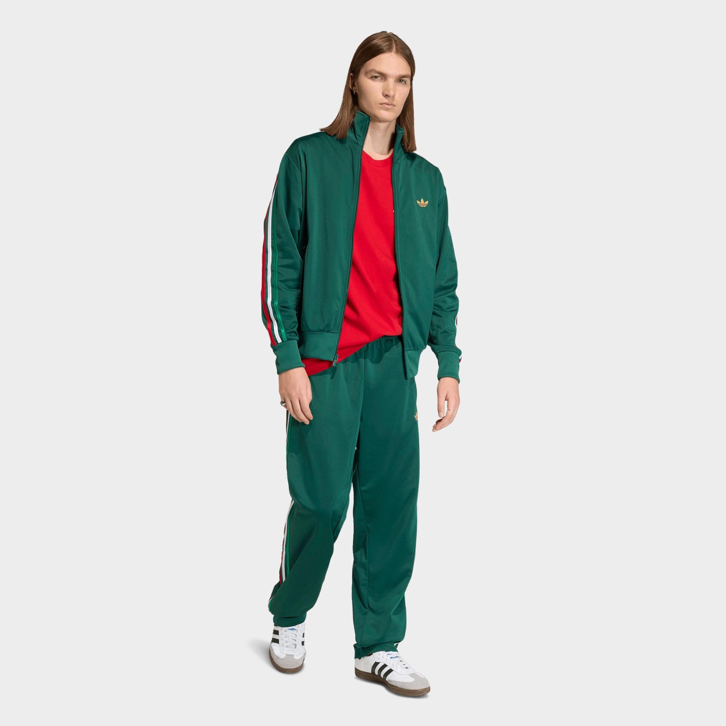 Men's adidas Originals adicolor Sport Firebird Full-Zip Track Jacket - Team Dark Green/Bold Green/White