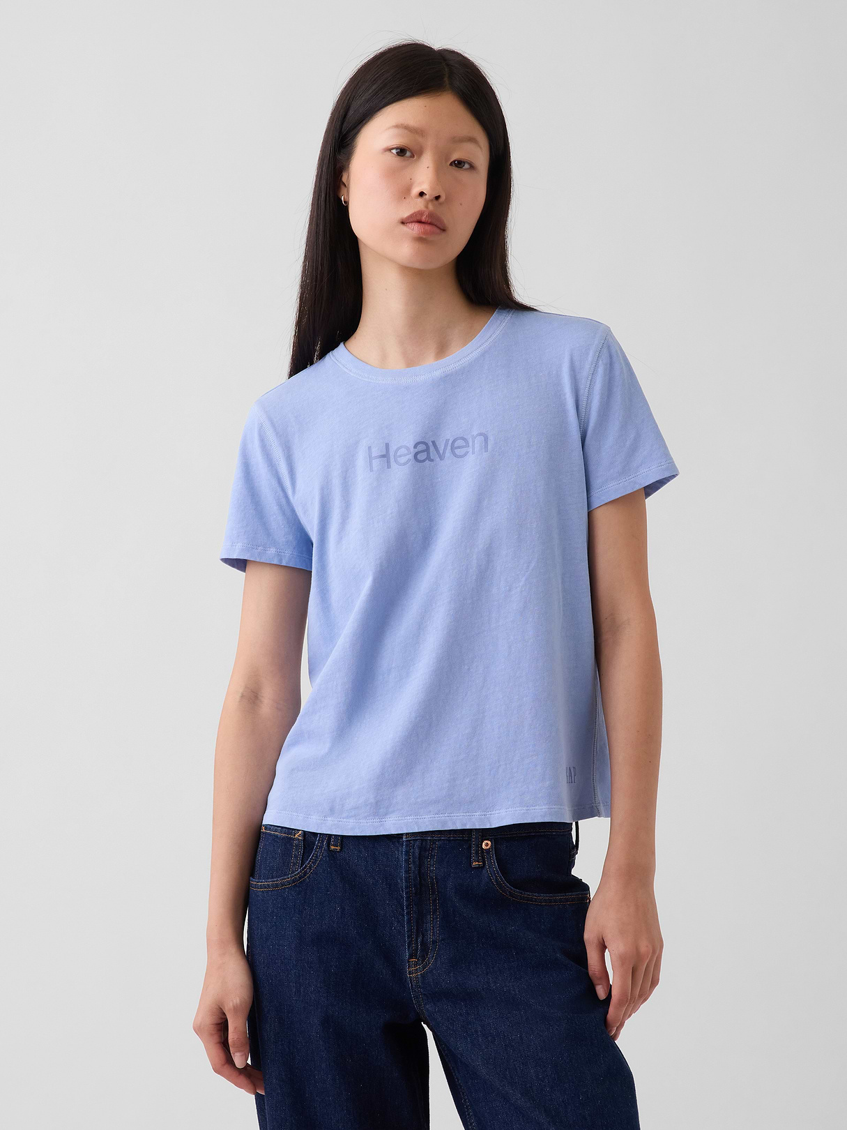 100% Cotton Authentic Shrunken T-Shirt - Heaven blue