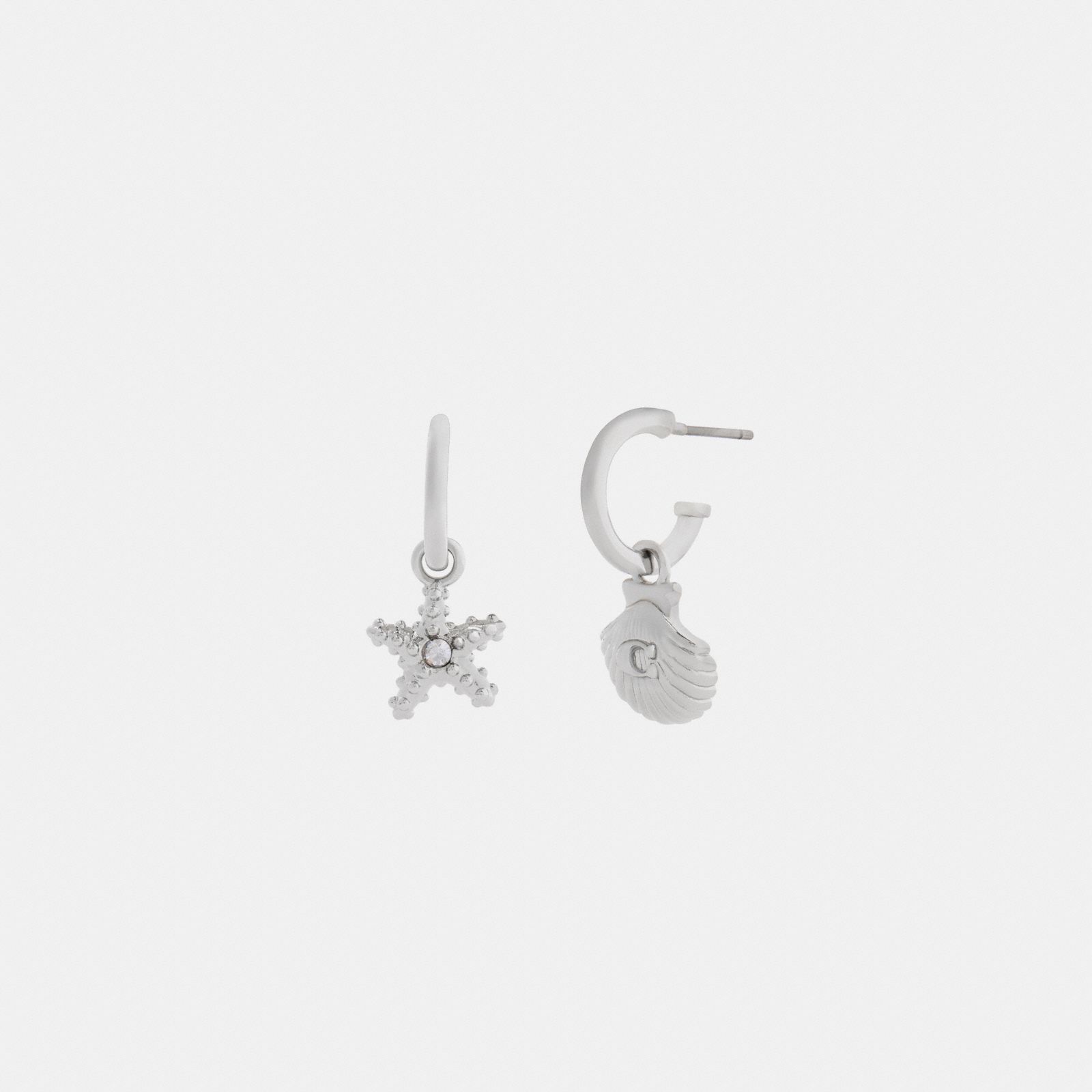 Seashells Huggie Earrings - Silver