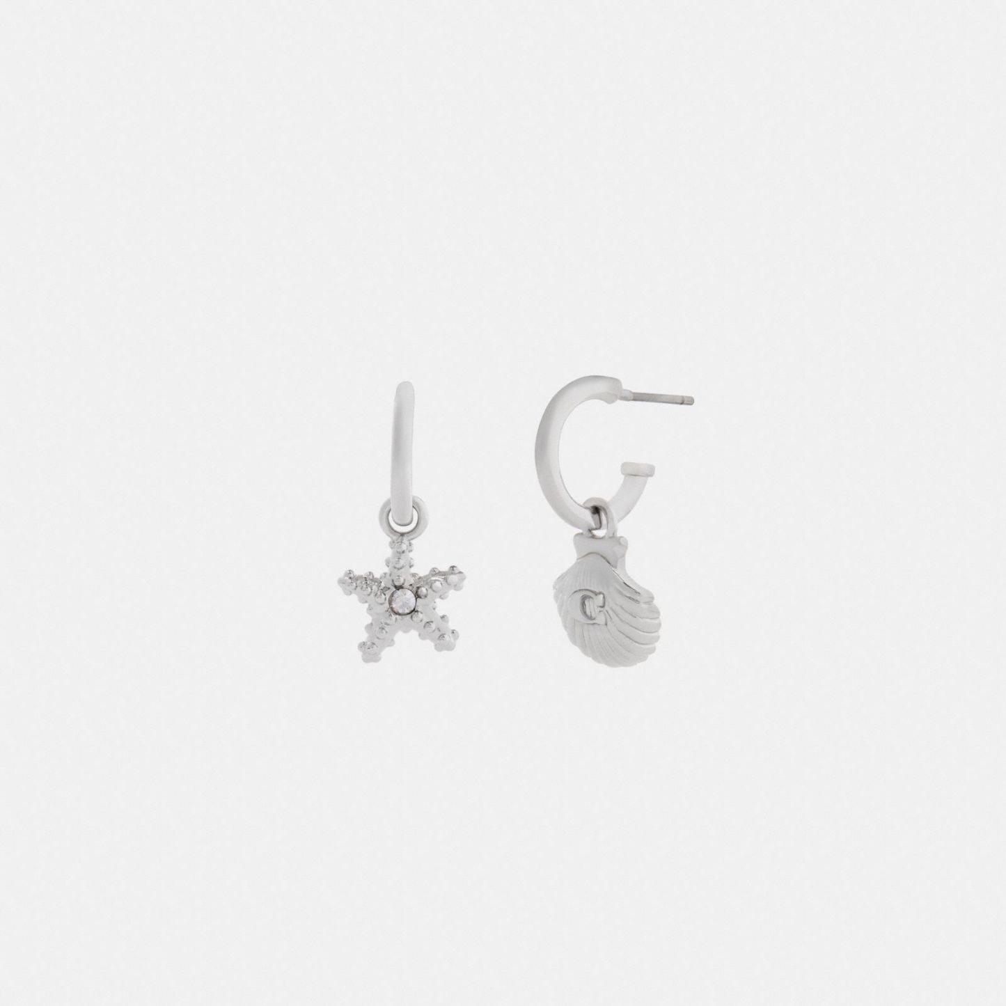 Seashells Huggie Earrings - Silver