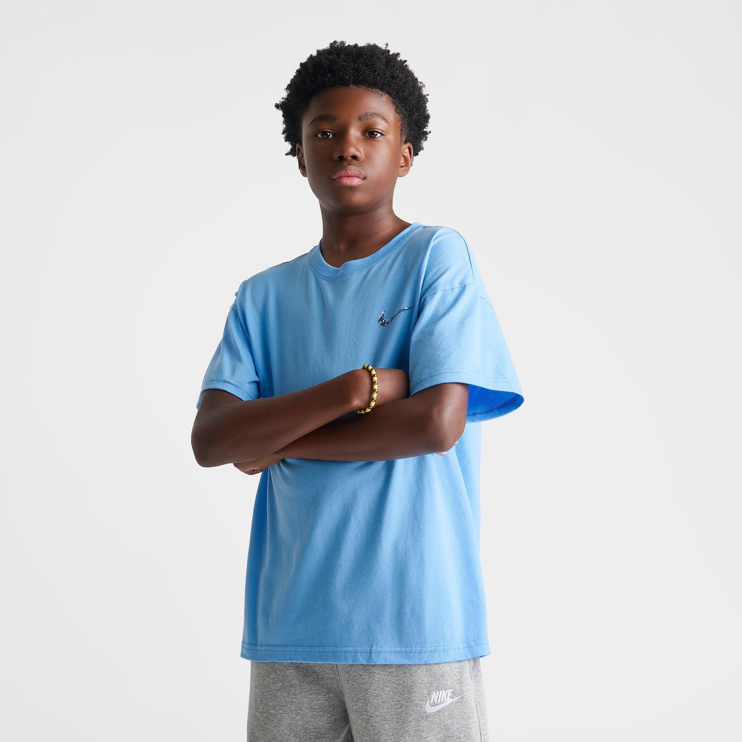 Big Kids' Nithtke Sportswear Swoosh Flame Back Hit T-Shirt - Football Blue