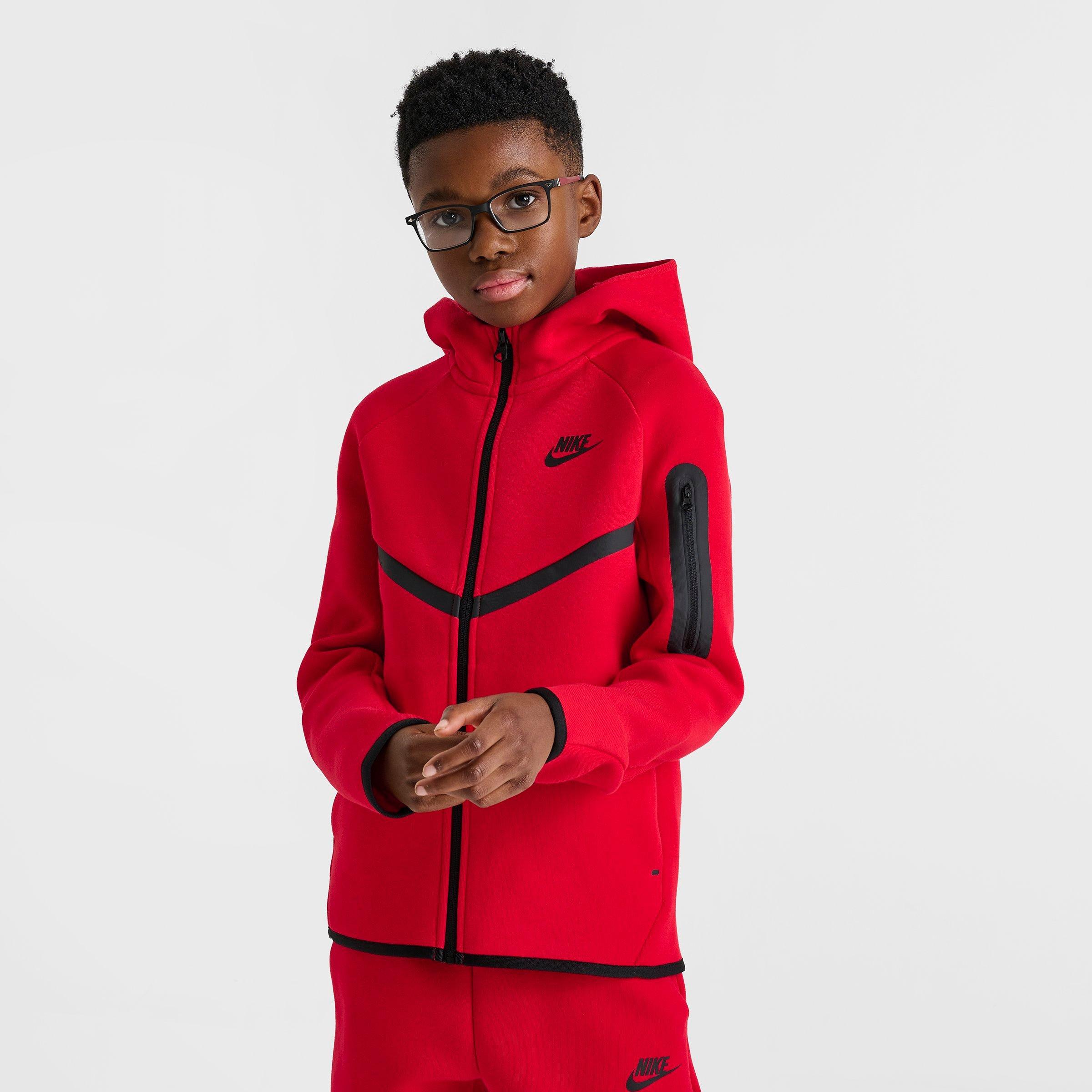 Big Kids' Nithtke Sportswear Tech Fleece Full-Zip Hoodie - University Red