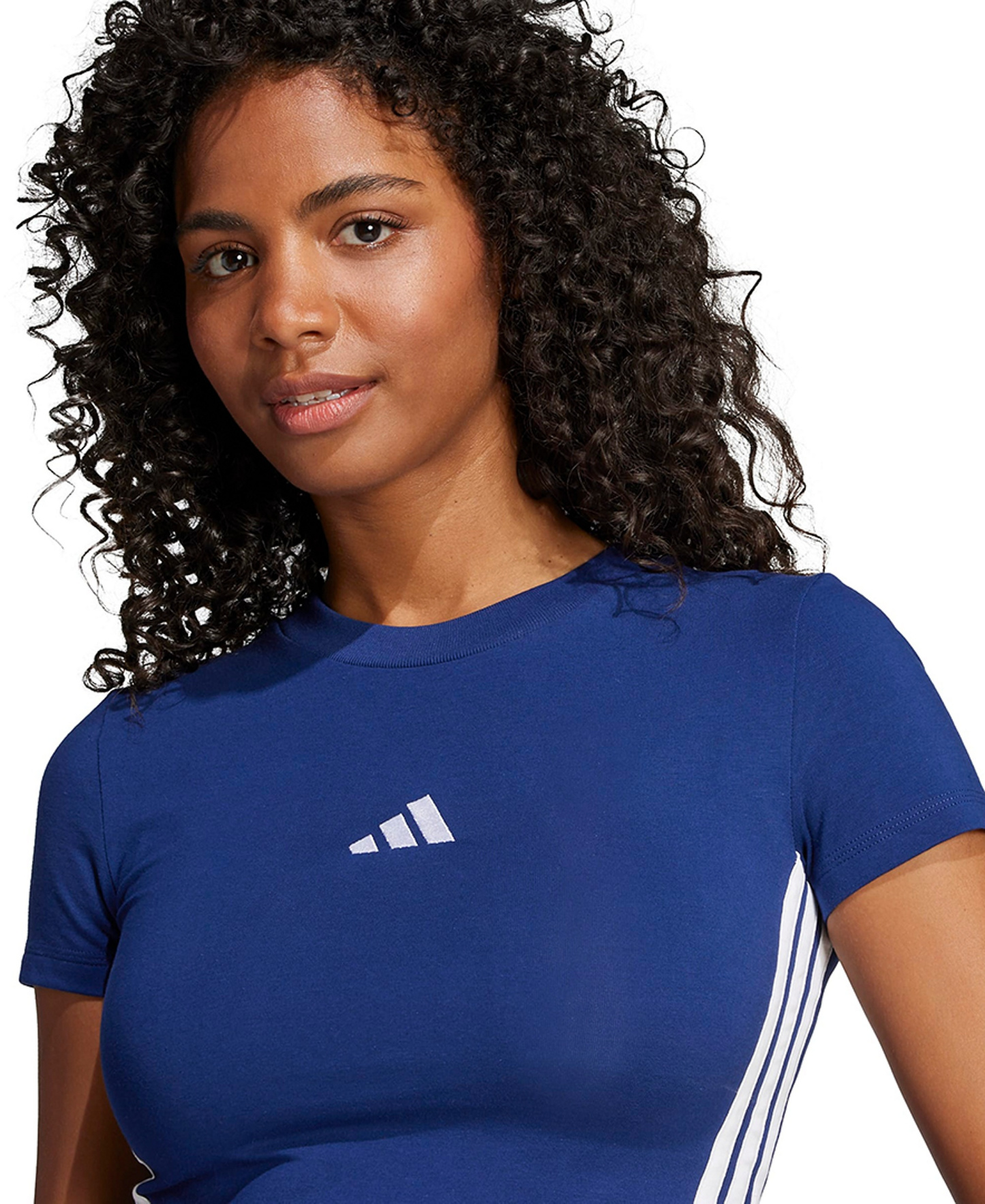 adidas Women's Essentials Slim-Fit Short-Sleeve Baby T-Shirt - Dark Blue/White