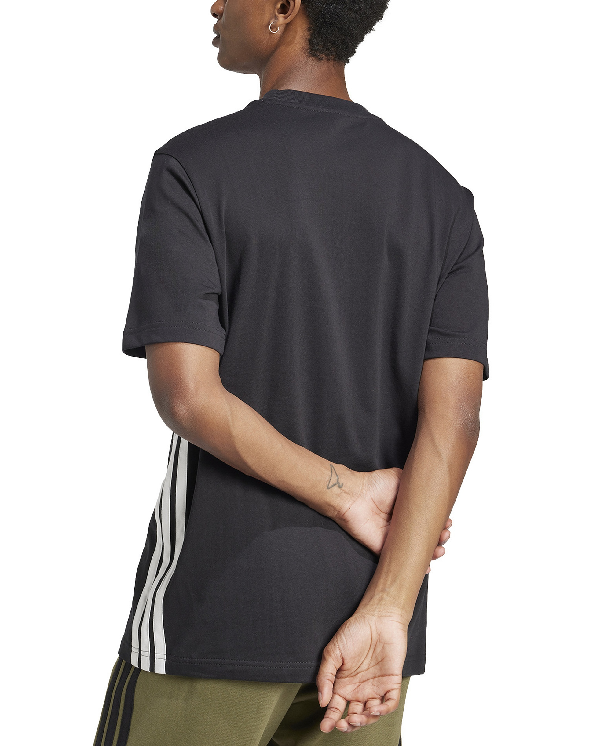 adidas Men's Essential 3-Stripes Single Jersey T-Shirt - Black/White