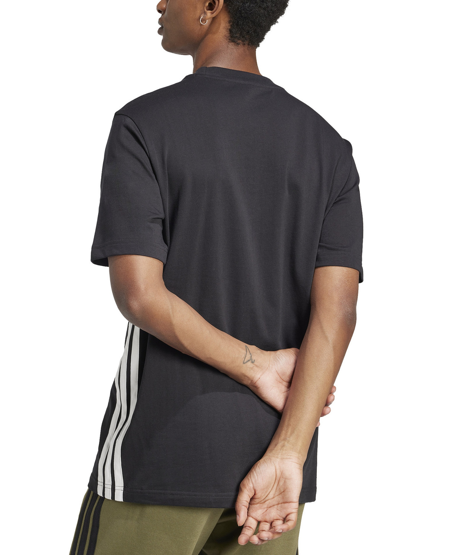 adidas Men's Essential 3-Stripes Single Jersey T-Shirt - Black/White