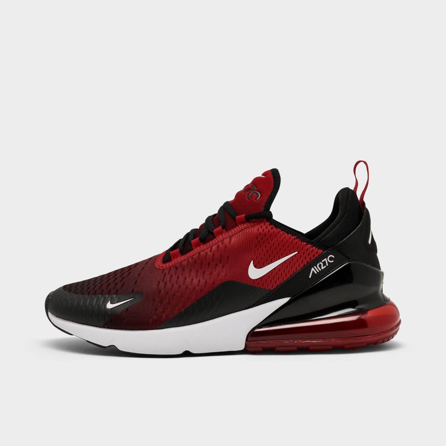 Men's Nithtke Air Max 270 Casual Shoes - Part 1 - Gym Red/White/Black - Left shoe facing left. Outside of the shoe.
