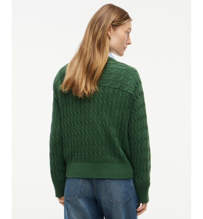 Tommy Hilfiger Women's Oversized Cable-Knit V-Neck Cardigan - Deep Evergreen