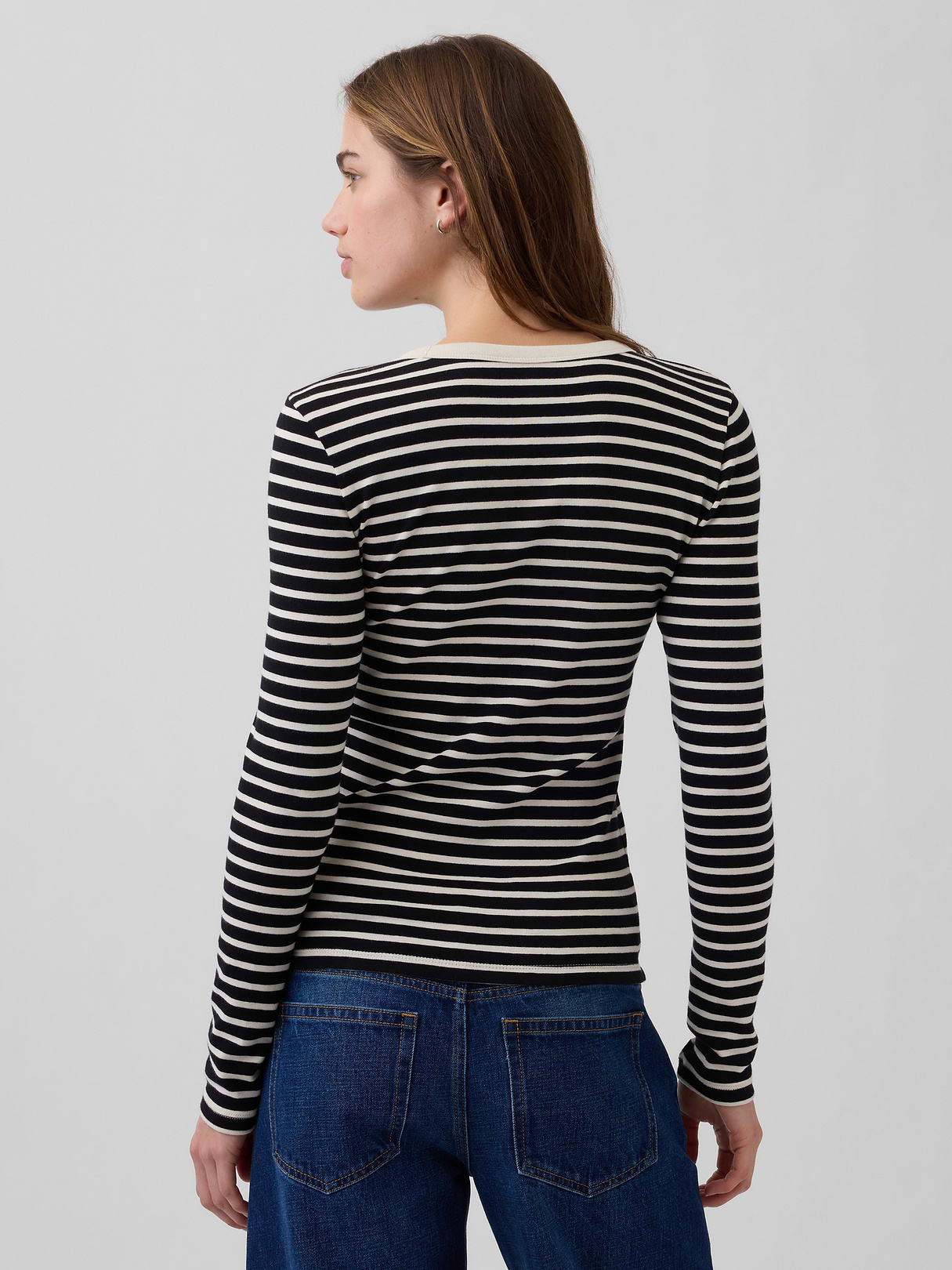 Modern Crewneck T-Shirt - Black & white stripe