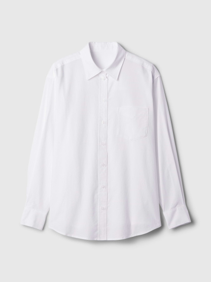 Organic Cotton Poplin Big Shirt - Optic white