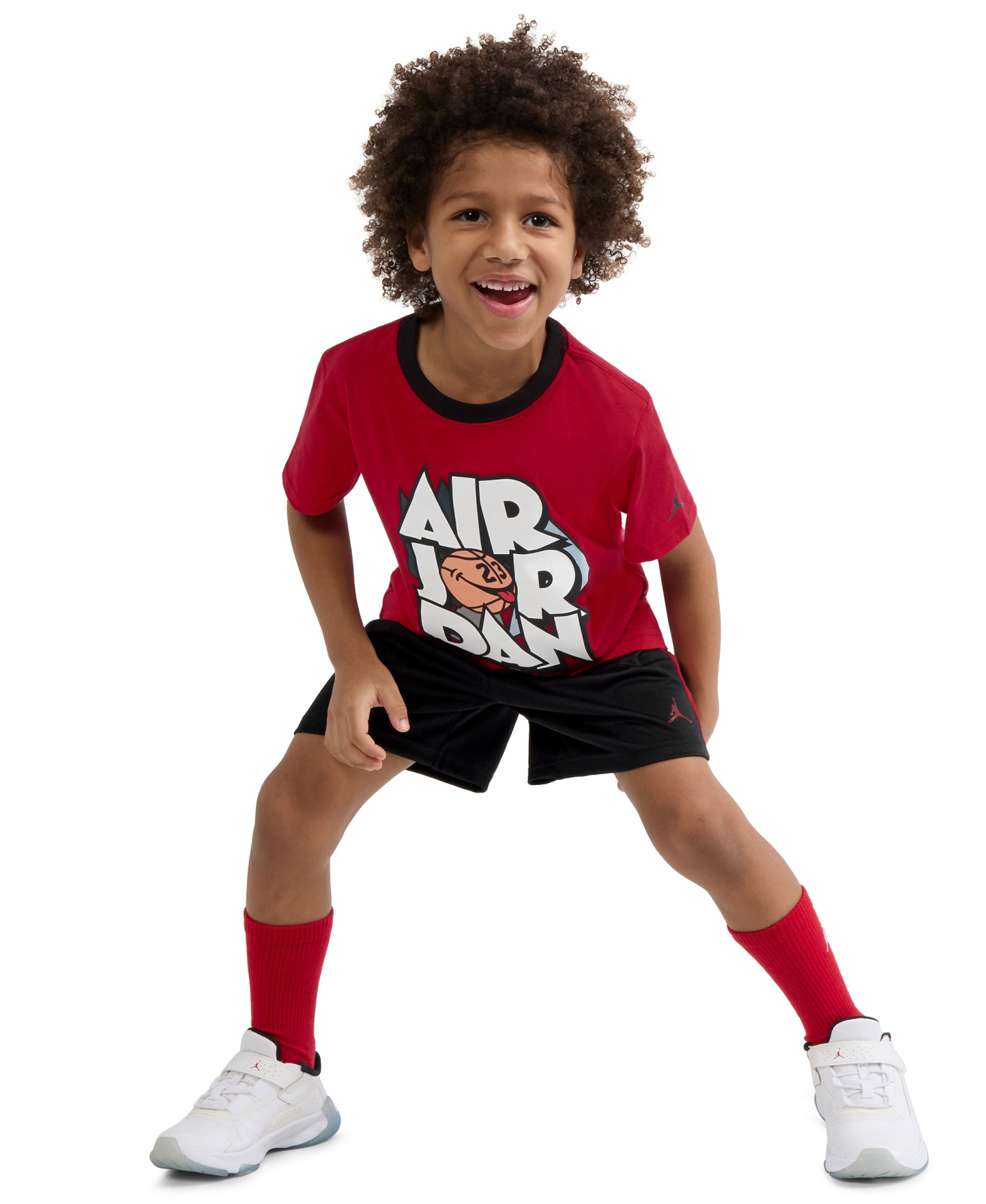 Jordan Boys' 2T-7 Airball Crewneck T-Shirt and Shorts, 2-Piece Set - Black/Red