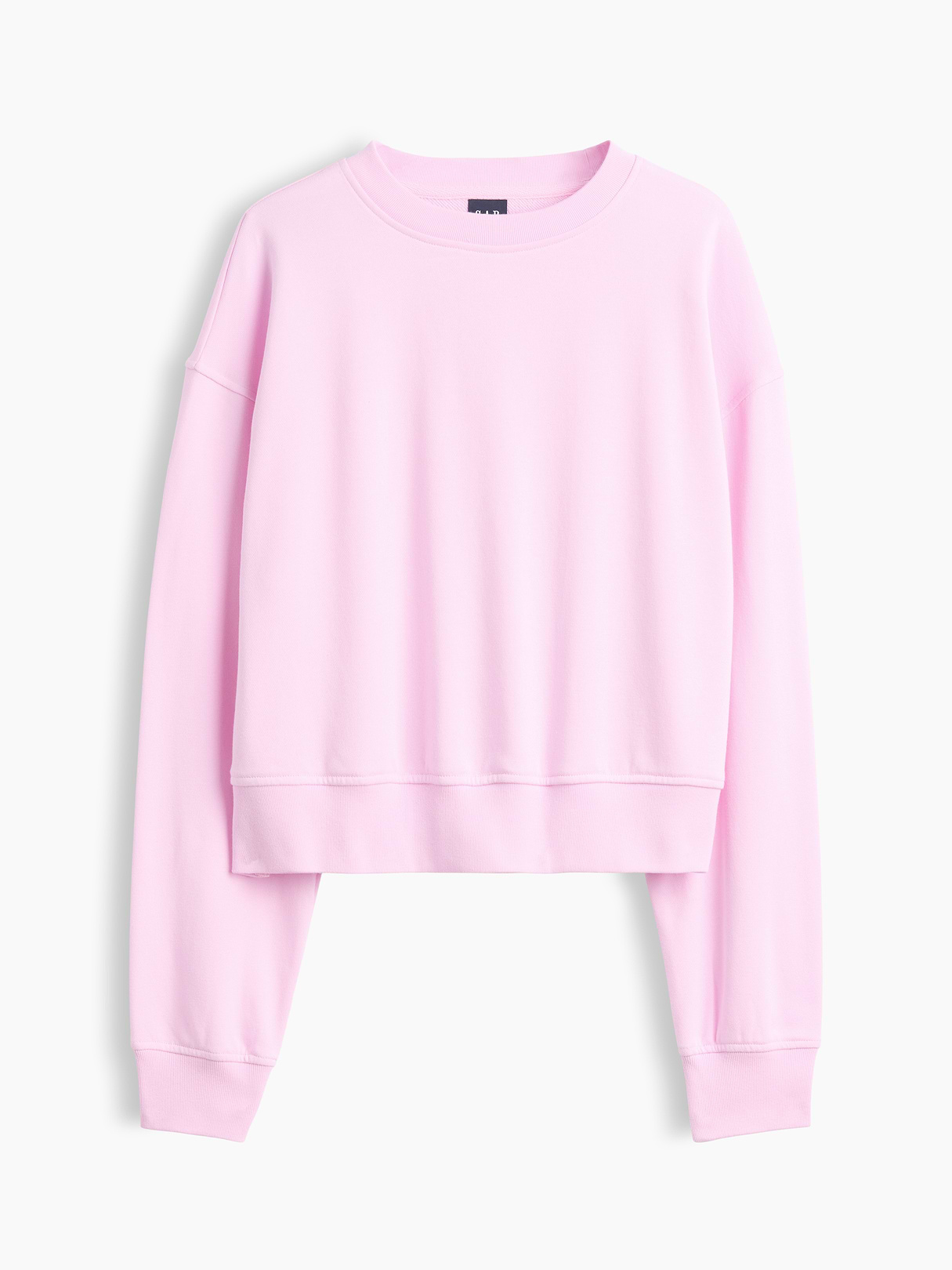 VintageSoft Terry Oversized Wedge Side-Slit Sweatshirt - Light pink