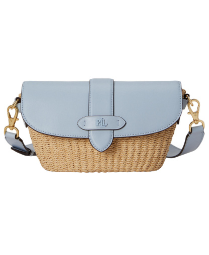 Lauren Ralph Lauren Lynden Small Straw-Leather Shoulder Bag - Blue