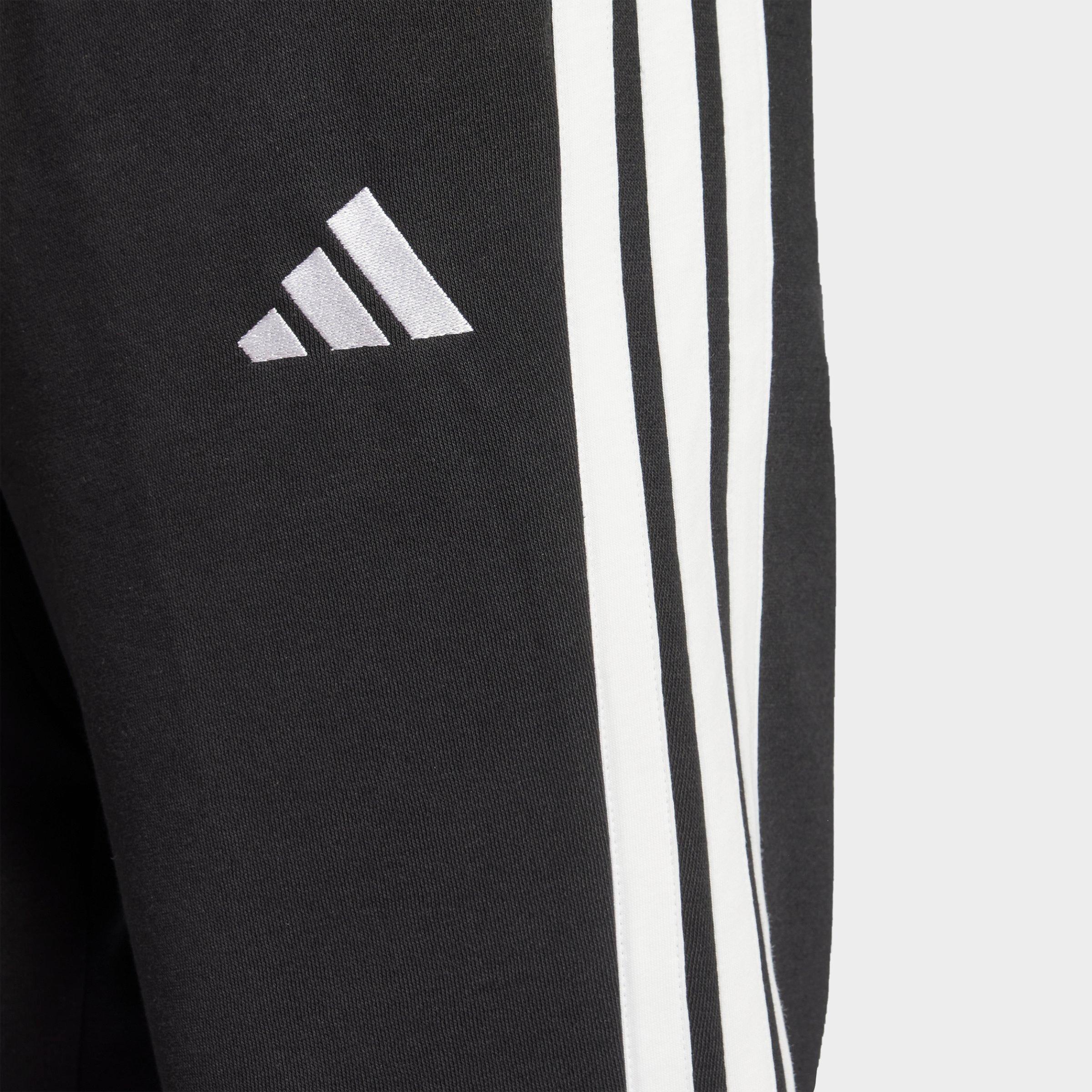 Men's adidas Essentials 3-Stripes Open Hem Fleece Pants - Black/White