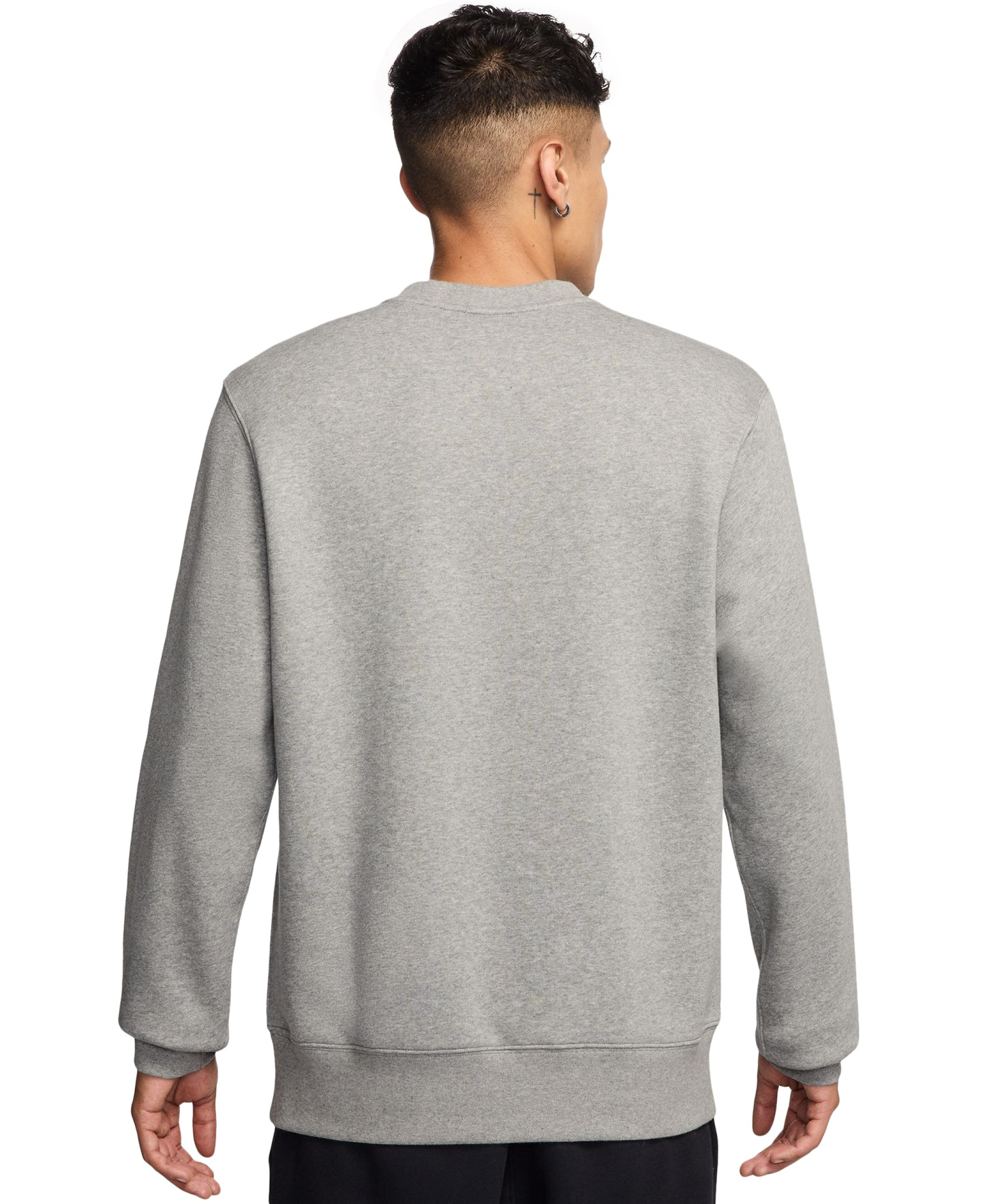 Nike Men's Club Fleece Crewneck Logo Sweatshirt - Dk Gray Heather/White